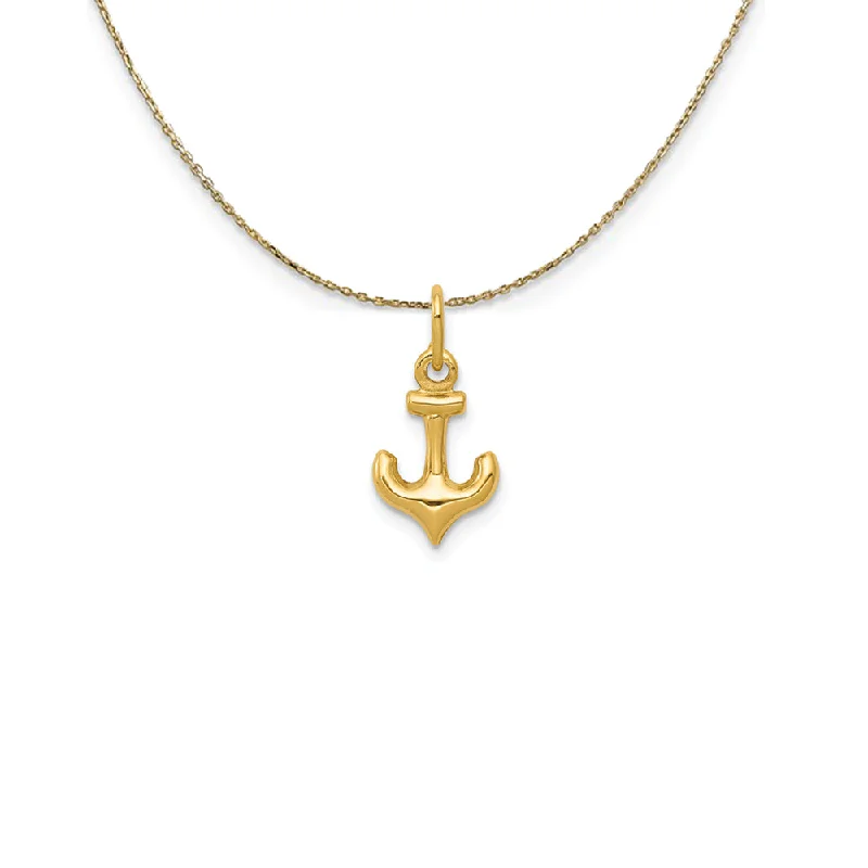 14k Yellow Gold Mini Hollow Anchor Necklace