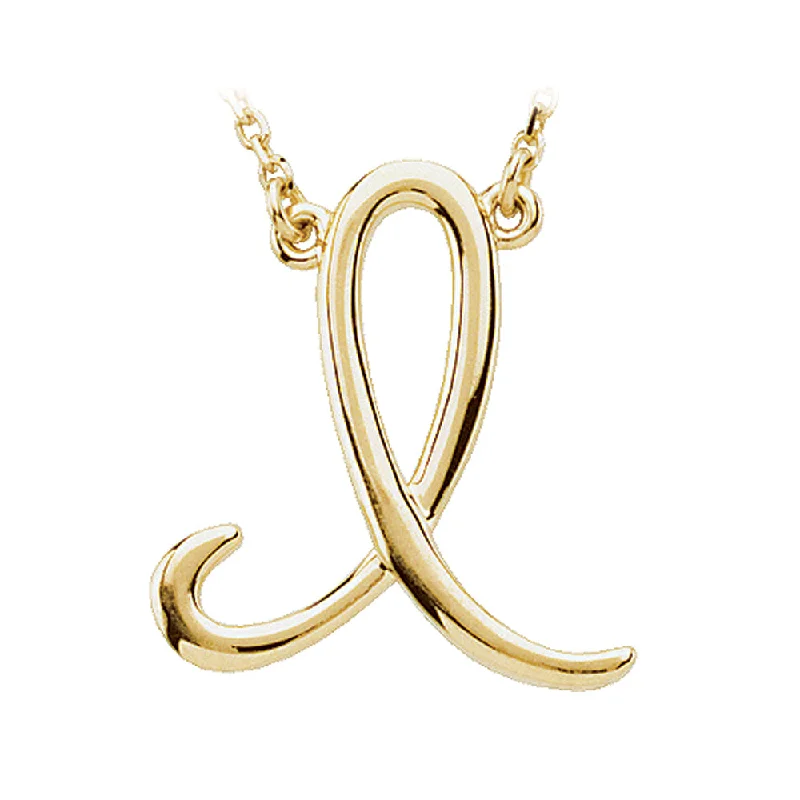 14k Yellow Gold, Olivia Collection, Medium Script Initial I Necklace