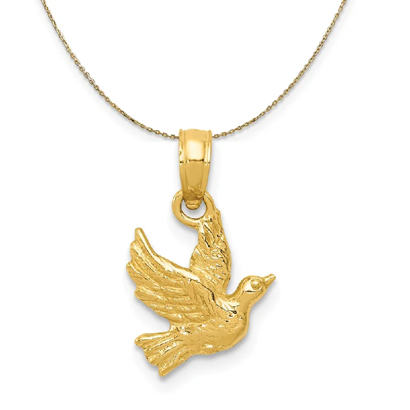 floral prong diamond necklace-14k Yellow Gold Petite Flying Dove Necklace