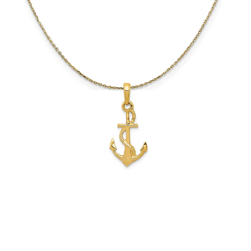 bold emerald prong necklace-14k Yellow Gold Polished 3Dimensional Anchor Necklace