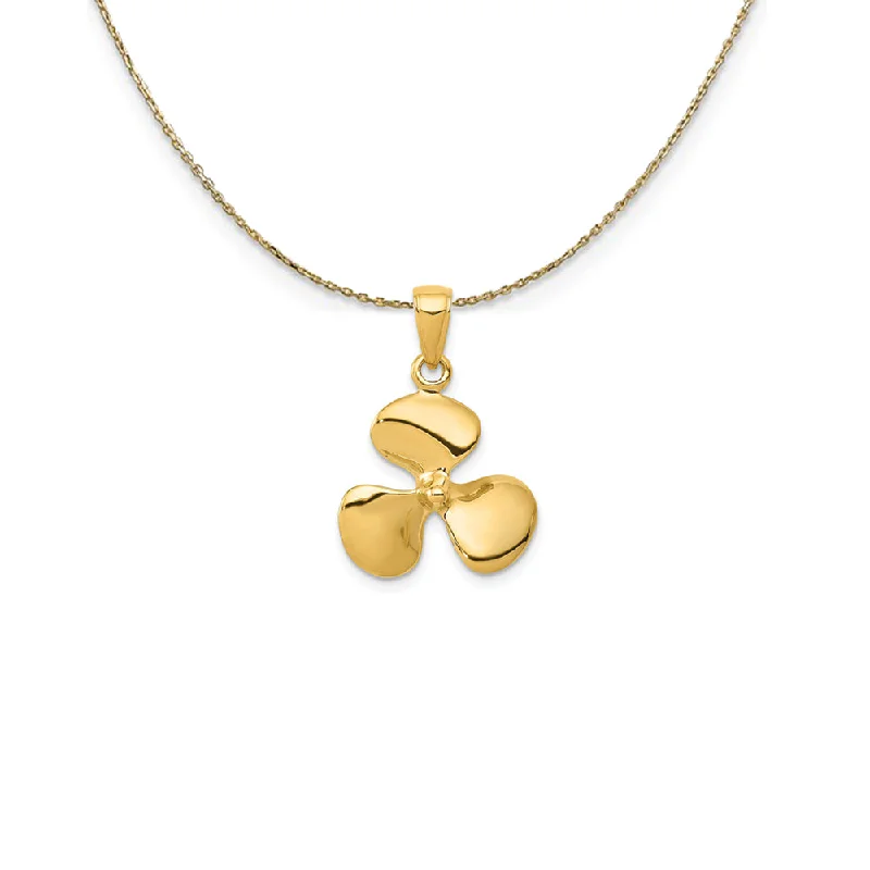 nature-themed willow necklace-14k Yellow Gold Polished 3Dimensional Propeller Necklace