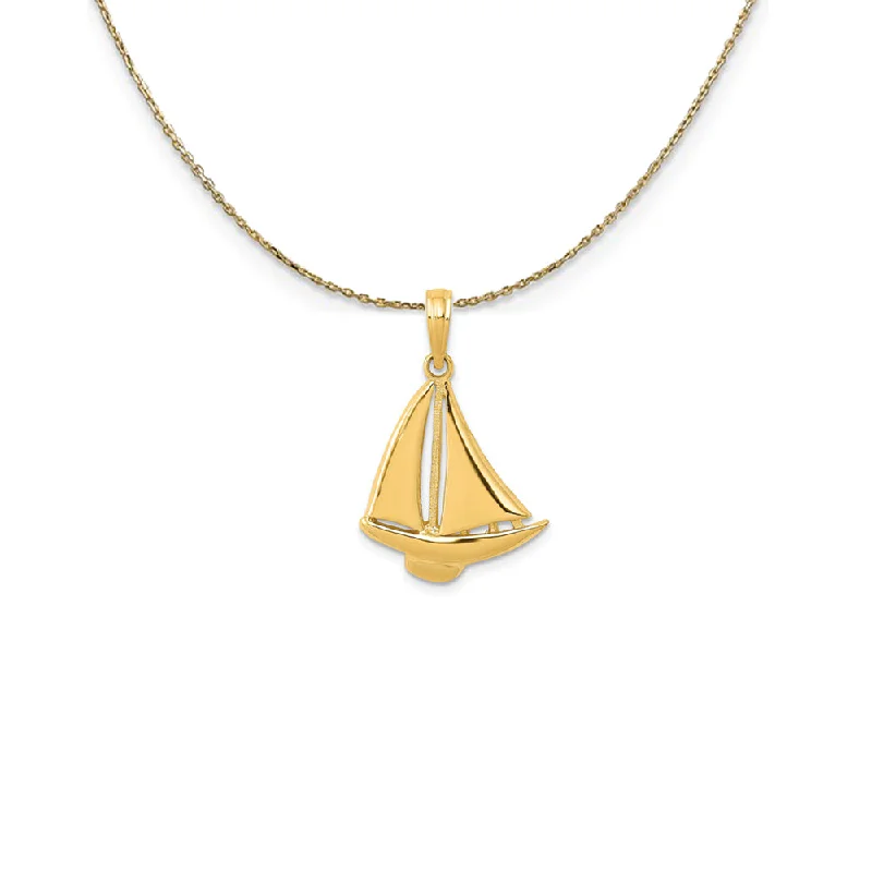 bold sapphire summit peak necklace-14k Yellow Gold Polished Sailboat (15 x 23mm) Necklace