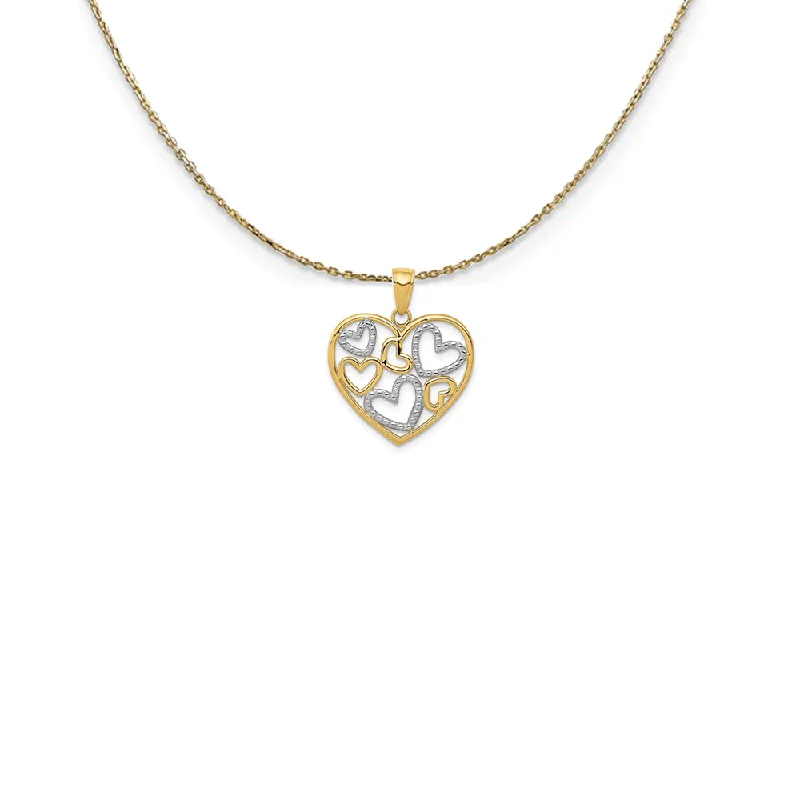 bold ruby summit peak necklace-14k Yellow Gold & Rhodium Diamond Cut Multi Heart Necklace