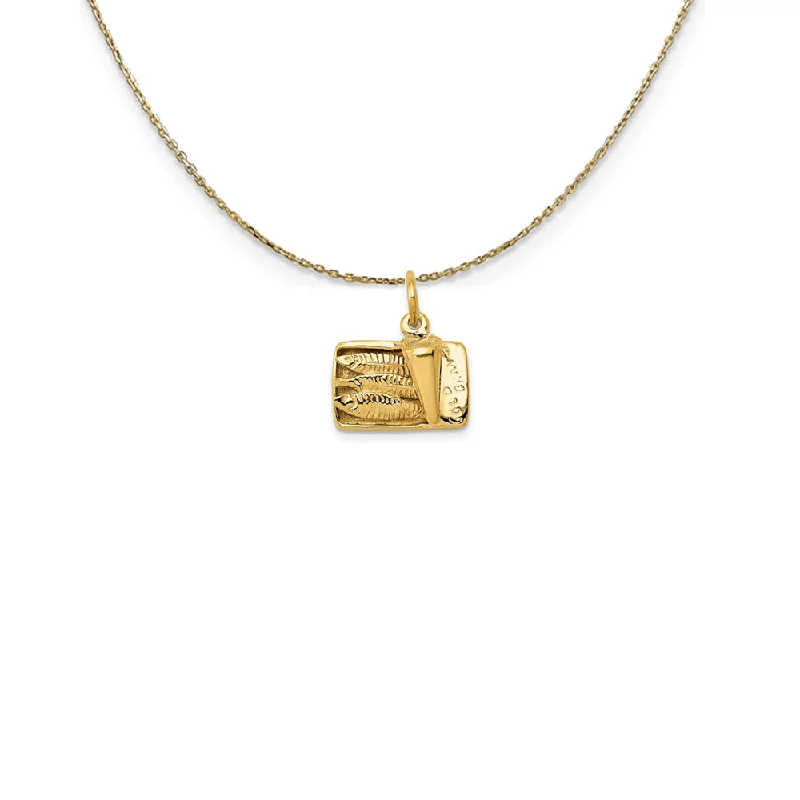 14k Yellow Gold Sardine Can (15mm) Necklace