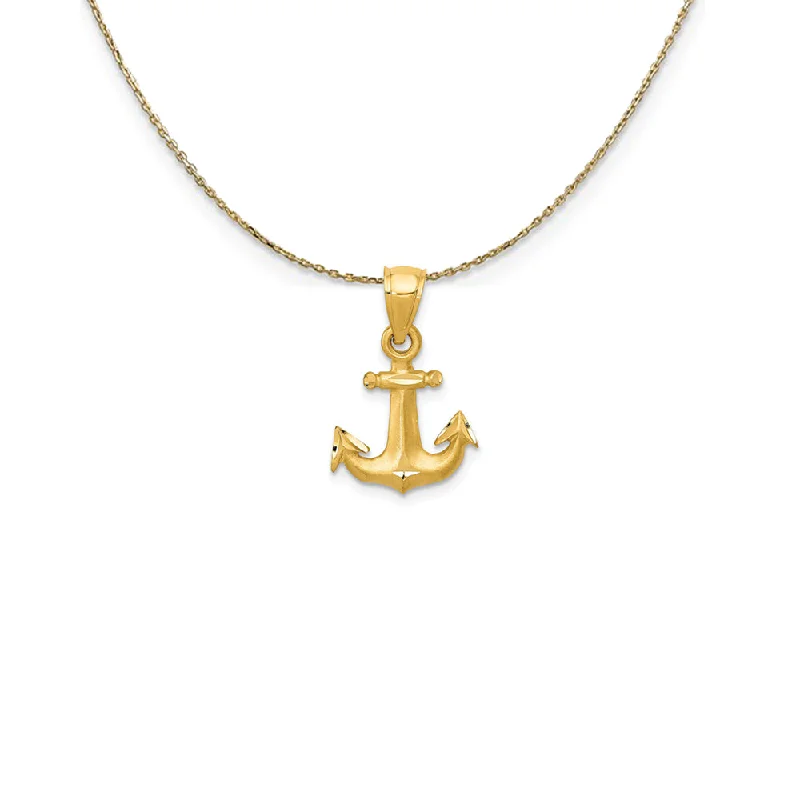 nature-themed willow necklace-14k Yellow Gold Satin Anchor Necklace