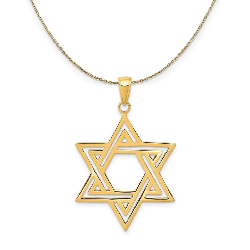 vintage-style jade necklace-14k Yellow Gold Satin Star of David Necklace