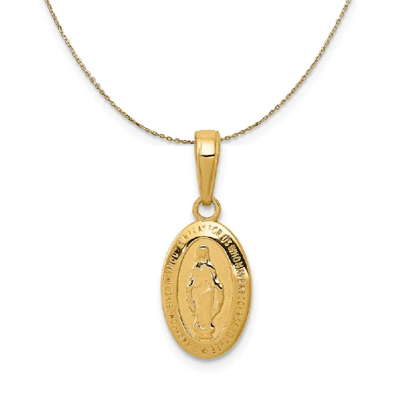 14k Yellow Gold, Small Oval Miraculous Medal Necklace