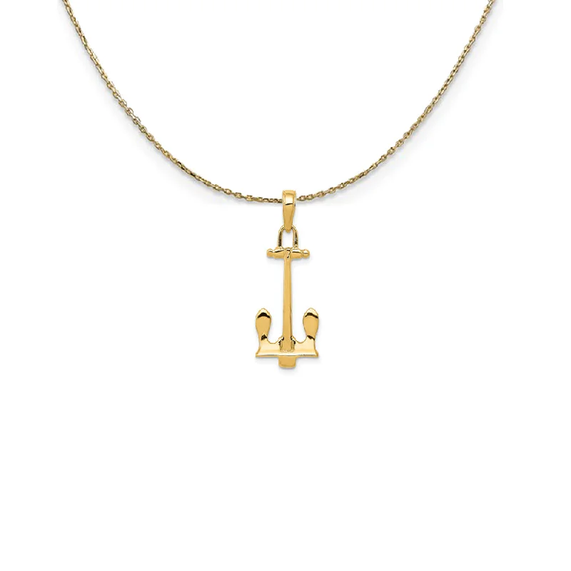 14k Yellow Gold Stockless Anchor Necklace