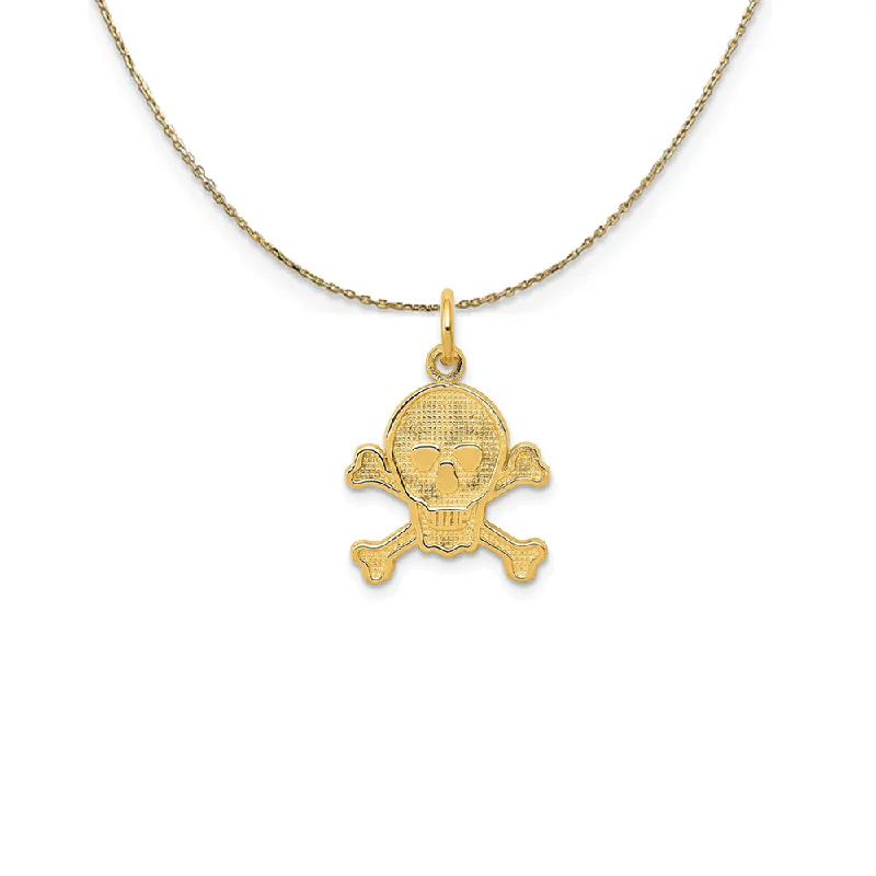 raw jade cluster necklace-14k Yellow Gold Textured Skull and Crossbones Necklace