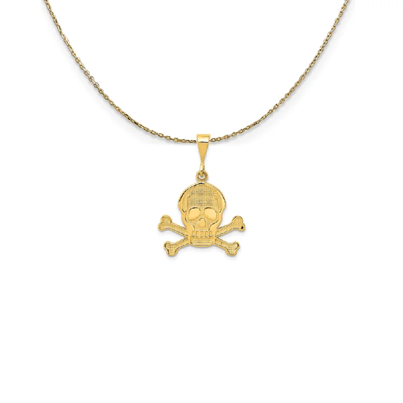 raw amethyst statement necklace-14k Yellow Gold Textured Skull and Crossbones Necklace