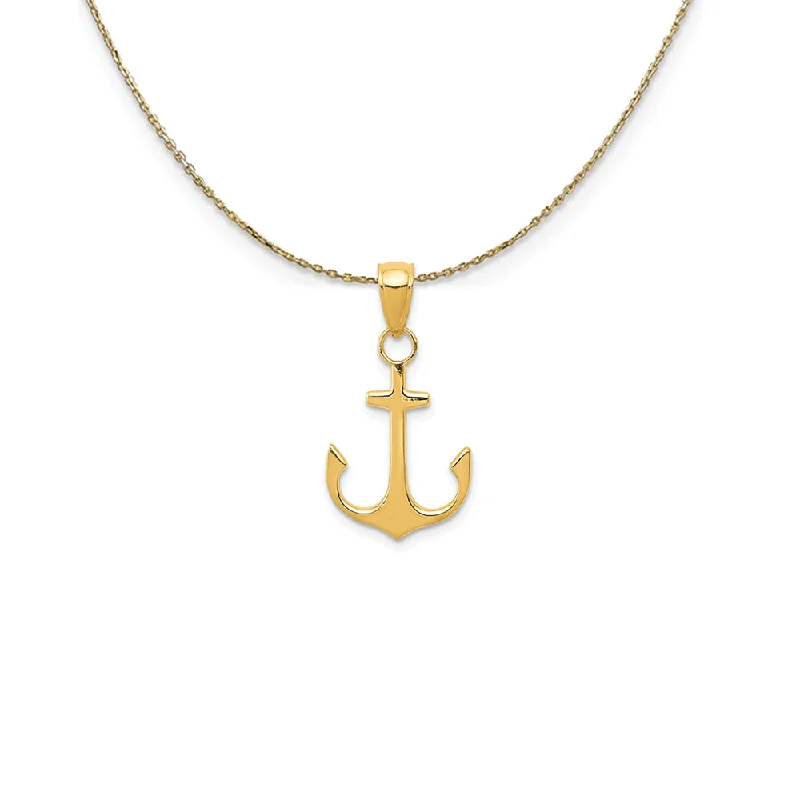 14k Yellow Gold Unadorned Anchor (14 x 24mm) Necklace