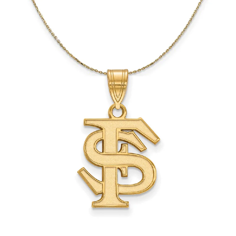 14k Yellow Gold Florida State Medium 'FS' Necklace