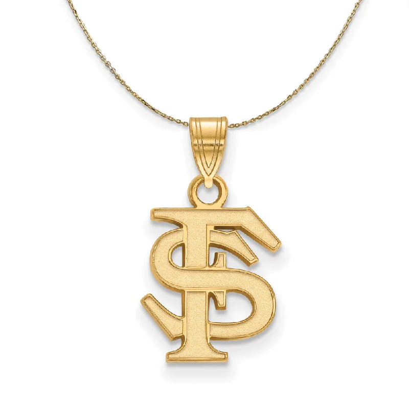 14k Yellow Gold Florida State Small 'FS' Necklace