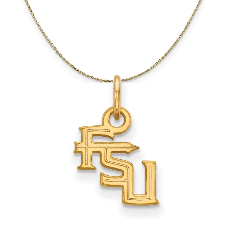 adjustable peak summit necklace-14k Yellow Gold Florida State XS (Tiny) 'FSU' Necklace