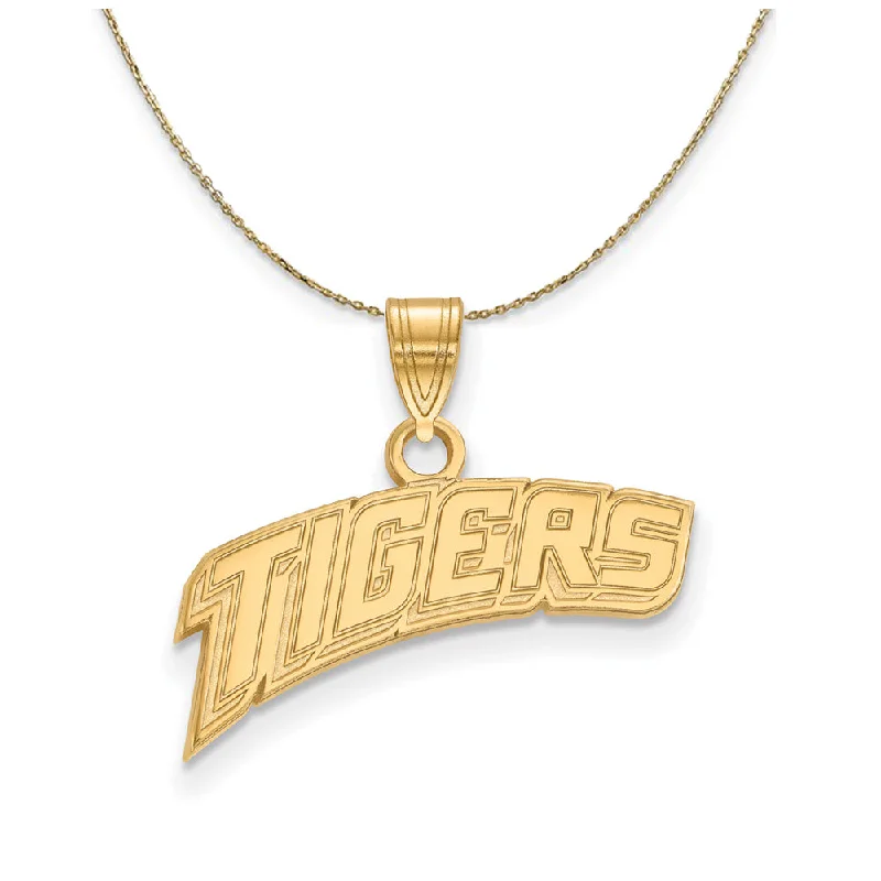 14k Yellow Gold Louisiana State Sm 'TIGERS' Necklace