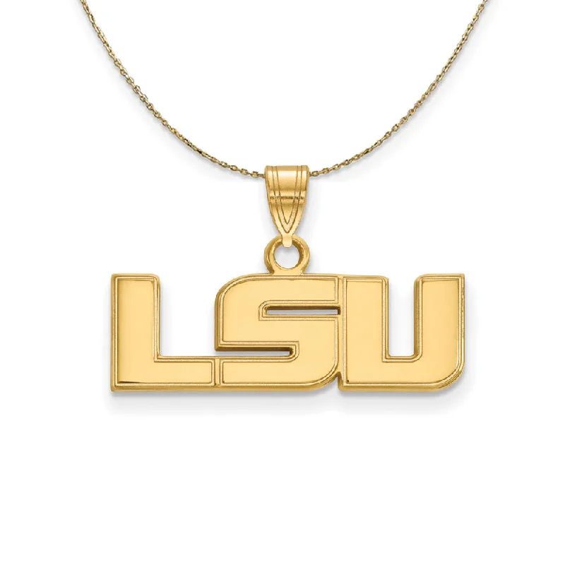 vintage-style opal necklace-14k Yellow Gold Louisiana State Small 'LSU' Necklace