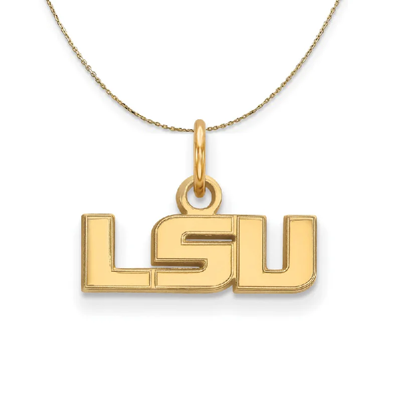 bold pentagonal topaz necklace-14k Yellow Gold Louisiana State X-Small 'LSU' Necklace