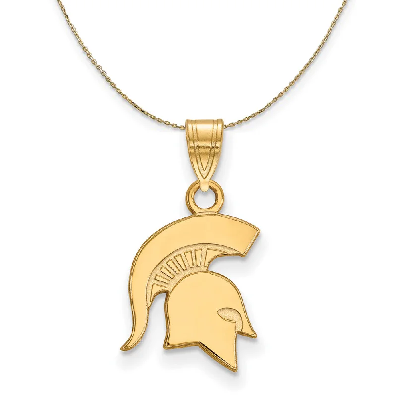 matte bronze spiral necklace-14k Yellow Gold Michigan State Small Spartans Necklace