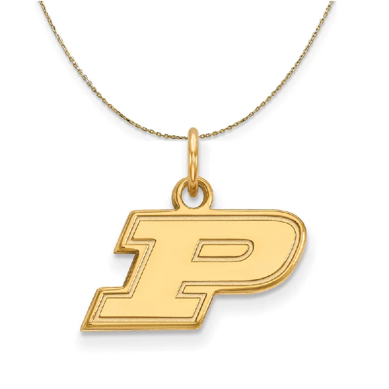 minimalist ridge peak necklace-14k Yellow Gold Purdue X-Small Initial P Necklace