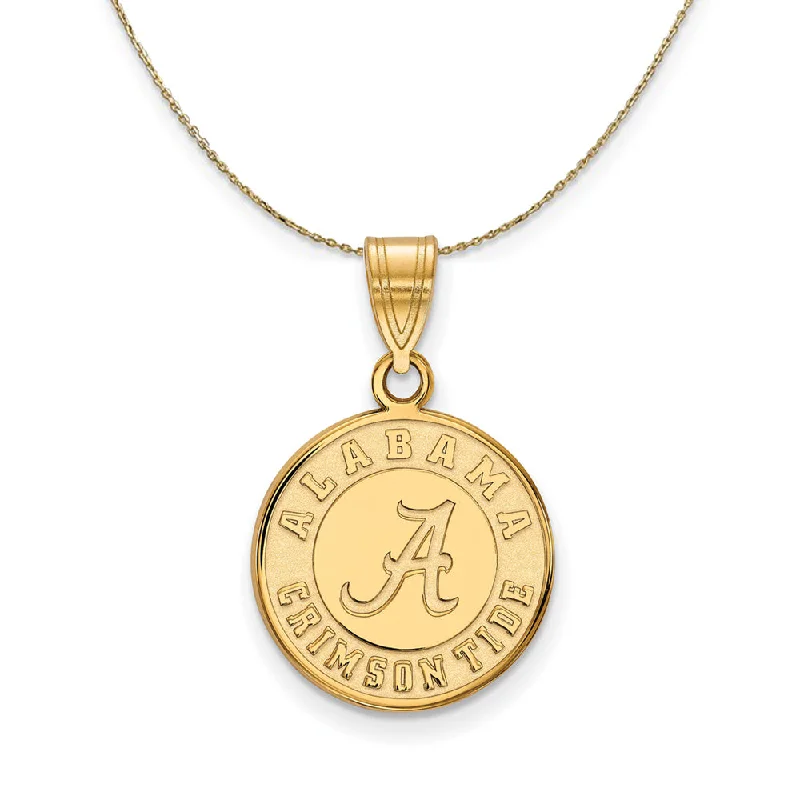 14k Yellow Gold U. of Alabama Medium Disc Necklace