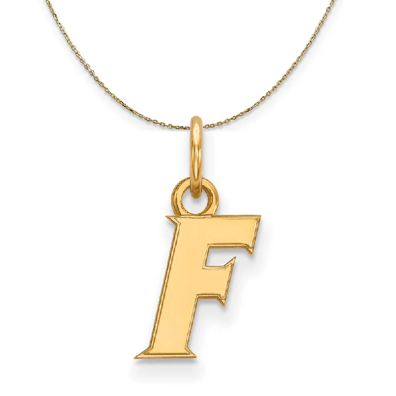 artisan-crafted tantalum necklace-14k Yellow Gold U of Florida XS (Tiny) Initial F Necklace