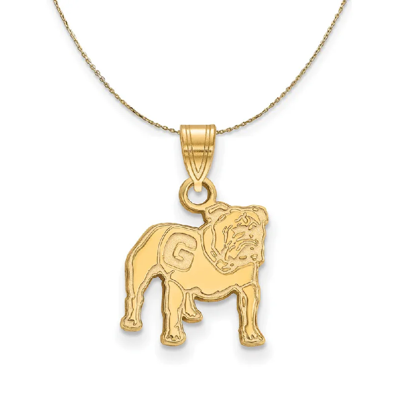 14k Yellow Gold U. of Georgia Small Bulldog Necklace