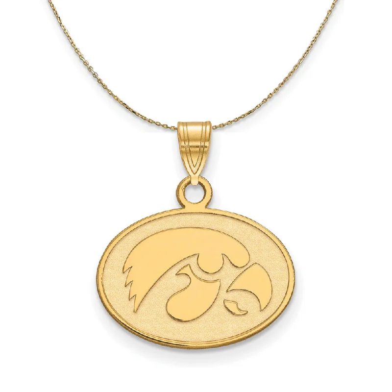 14k Yellow Gold U. of Iowa Sm Oval Mascot Necklace