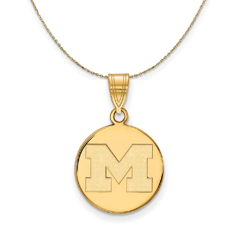 matte copper chain necklace-14k Yellow Gold U. of Michigan Medium Initial M Disc Necklace