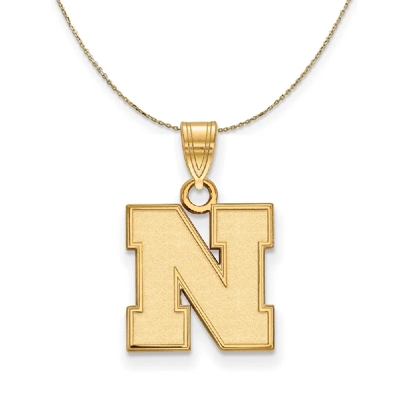 radiant trillion-cut pendant necklace-14k Yellow Gold U of Nebraska Small Initial N Necklace