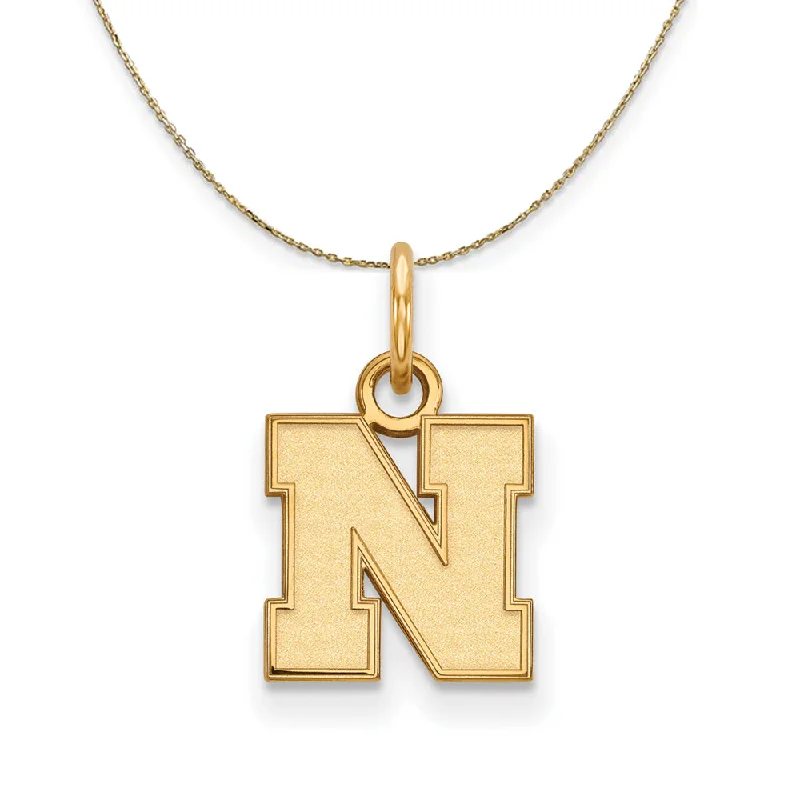 14k Yellow Gold U. of Nebraska XS (Tiny) Initial N Necklace