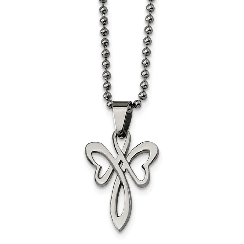 Stainless Steel Heart Cross Necklace