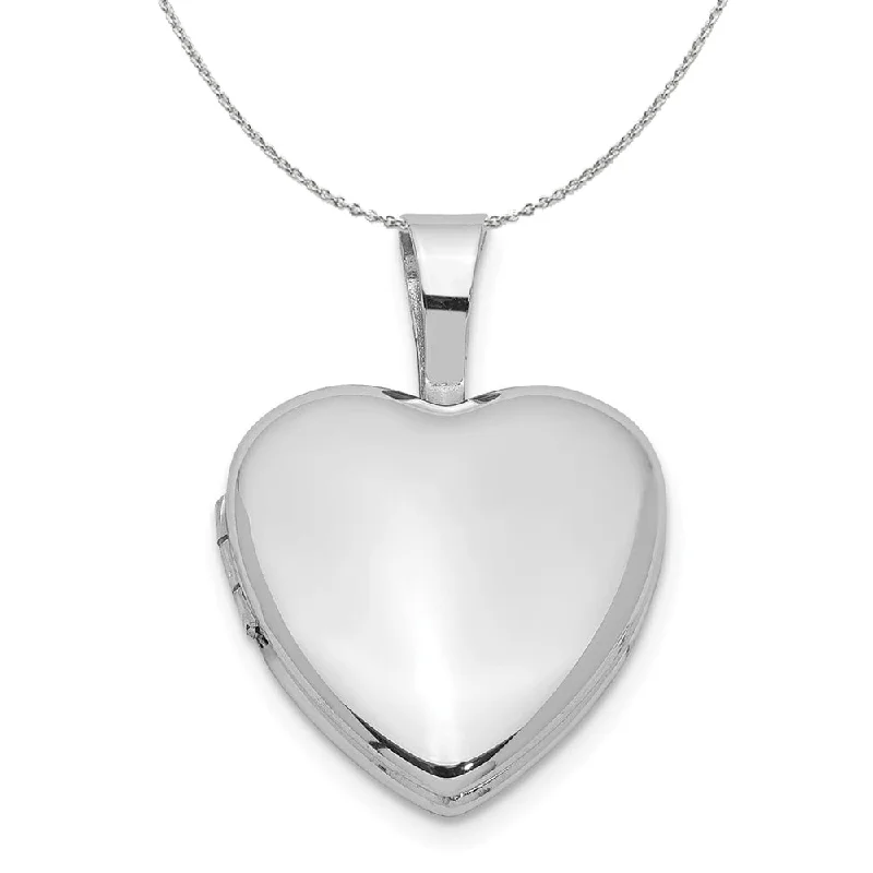 modern prong-set ruby necklace-Sterling Silver 12mm Polished Heart Locket Necklace