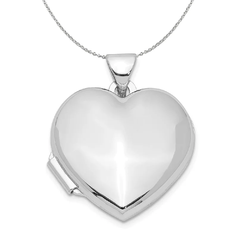 bold opal summit peak necklace-Sterling Silver 18mm Polished Heart Locket Necklace