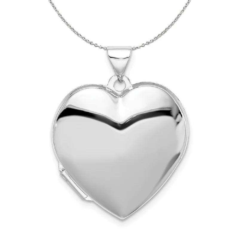 bold topaz summit peak necklace-Sterling Silver 21mm Polished Heart Locket Necklace