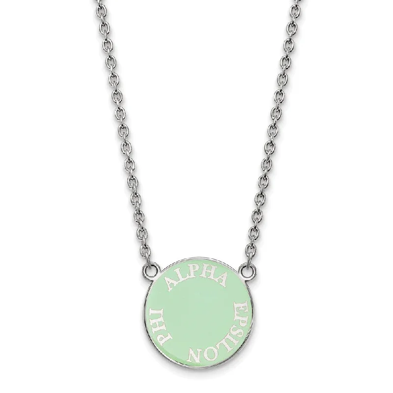 inscribed dynasty chain necklace-Sterling Silver Alpha Epsilon Phi Small Enamel Disc Necklace