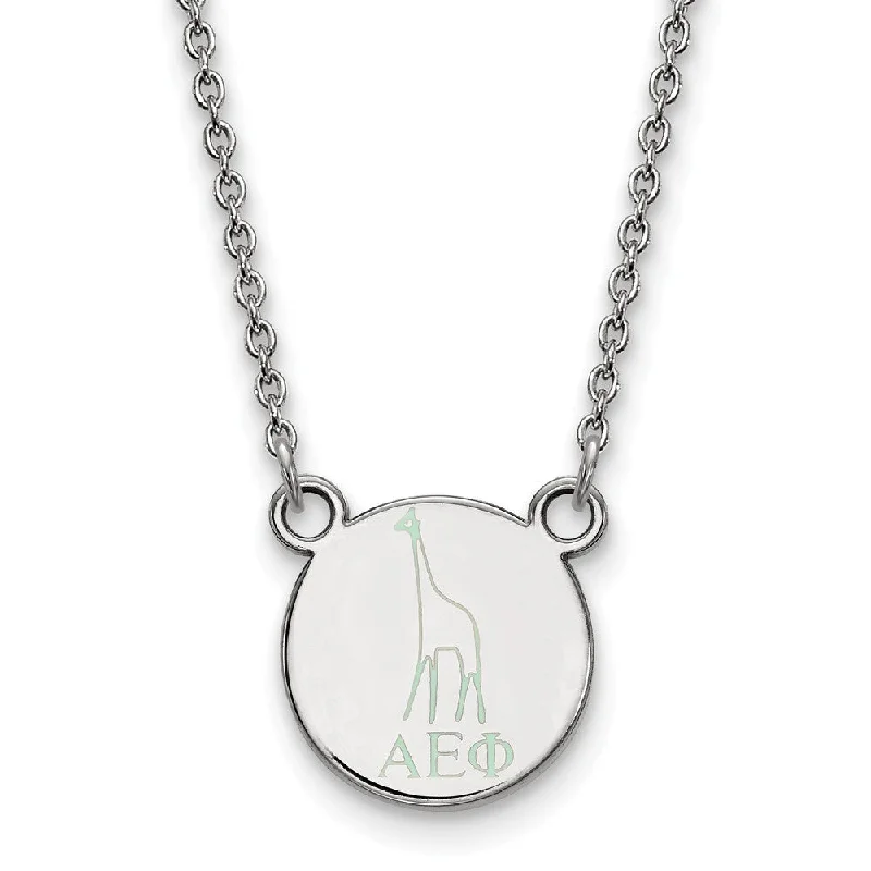 Sterling Silver Alpha Epsilon Phi XS (Tiny) Enamel Necklace