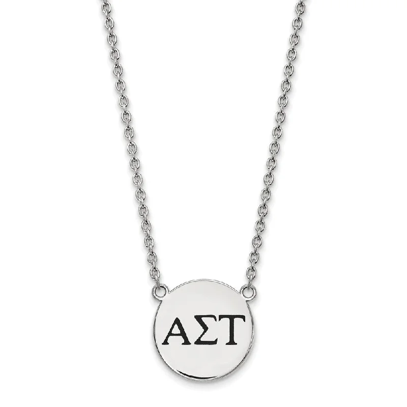 bold topaz summit peak necklace-Sterling Silver Alpha Sigma Tau Large Enamel Greek Letters Necklace