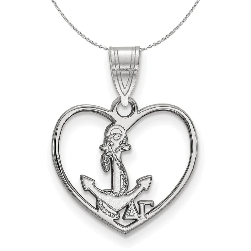 adjustable blaze necklace-Sterling Silver Delta Gamma Heart Pendant Necklace