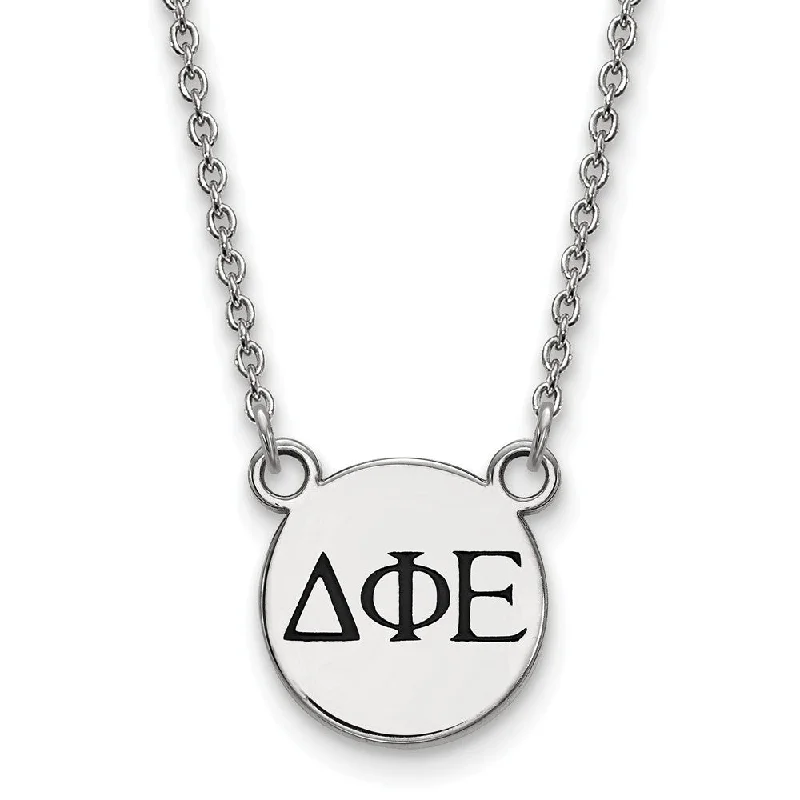 Sterling Silver Delta Phi Epsilon Small Enamel Greek Letters Necklace