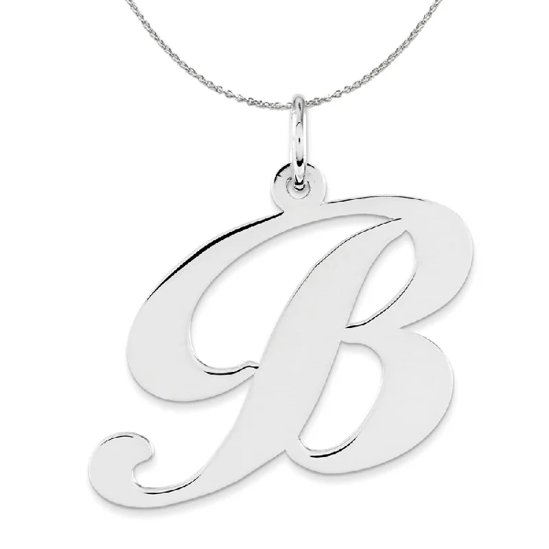 raw jade cluster necklace-Sterling Silver, Ella Collection, LG Fancy Script Initial B Necklace