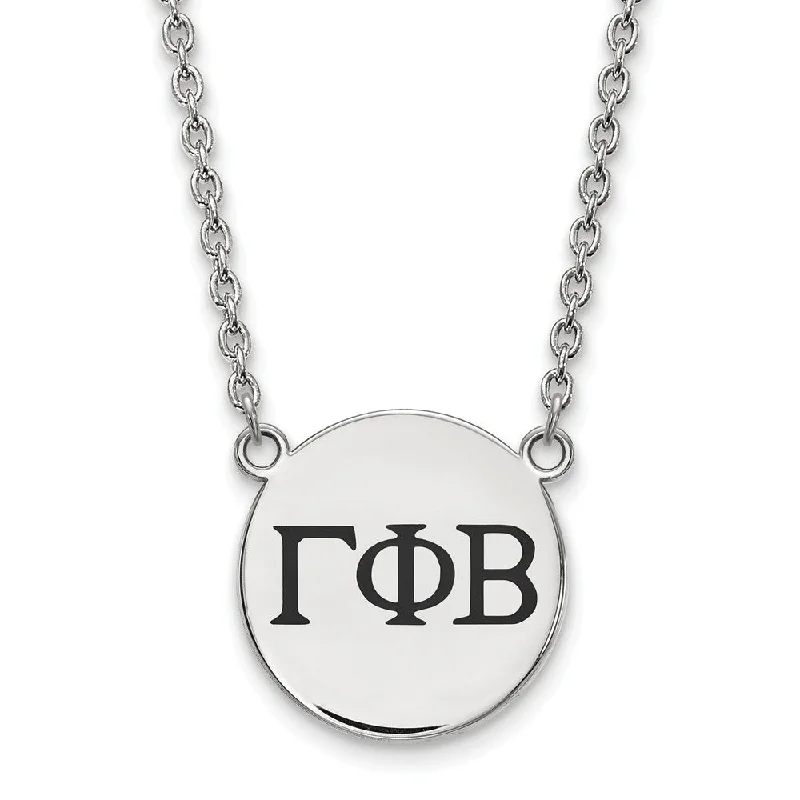 minimalist slope summit necklace-Sterling Silver Gamma Phi Beta Large Enamel Greek Letters Necklace