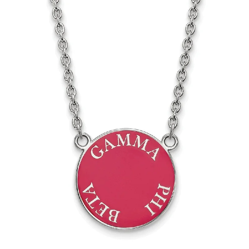 Sterling Silver Gamma Phi Beta Large Enamel Disc Necklace