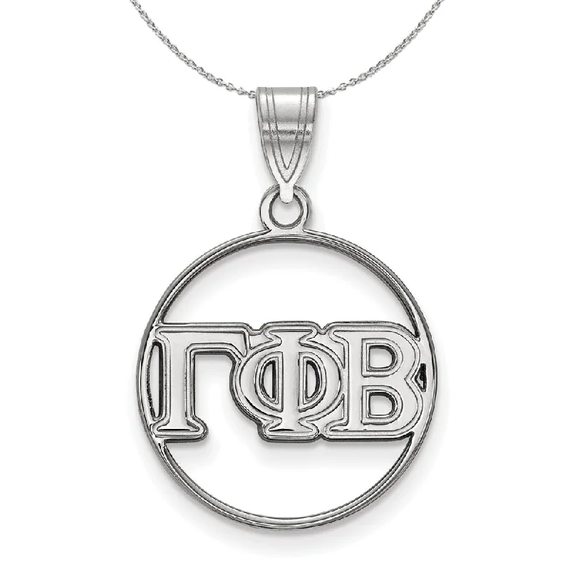 vintage-inspired emerald necklace-Sterling Silver Gamma Phi Beta Medium Circle Greek Necklace