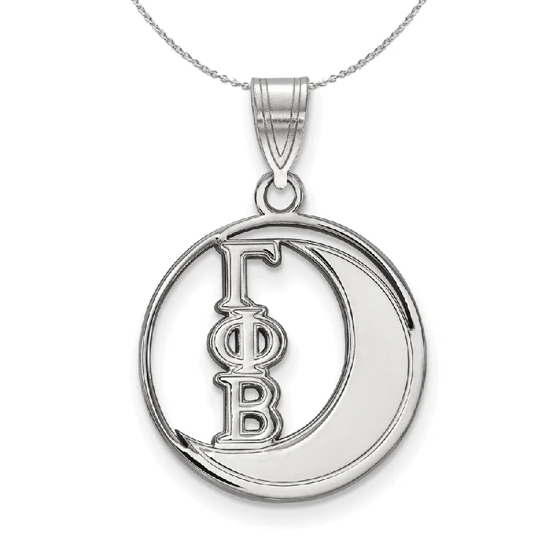 Sterling Silver Gamma Phi Beta Medium Circle Pendant Necklace