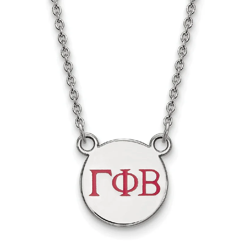 Sterling Silver Gamma Phi Beta Small Red Enamel Greek Letters Necklace