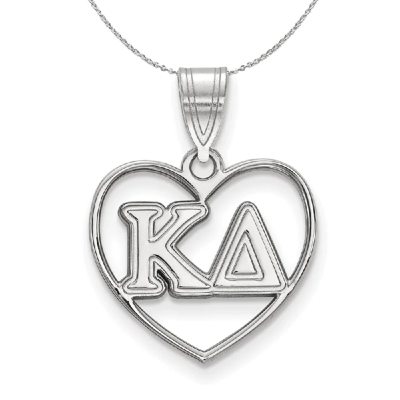 gothic-inspired bat talon necklace-Sterling Silver Kappa Delta Heart Greek Necklace