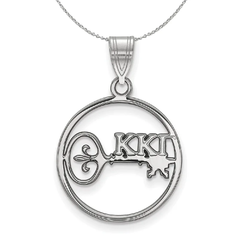 gothic-inspired hawk claw necklace-Sterling Silver Kappa Kappa Gamma Medium Circle Pendant Necklace