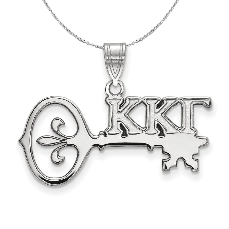 tarnished rose stack necklace-Sterling Silver Kappa Kappa Gamma Medium Pendant Necklace