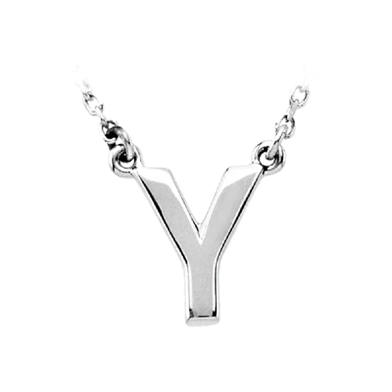 adjustable blaze necklace-Sterling Silver, Kendall Collection, Block Initial Y Necklace, 16 Inch