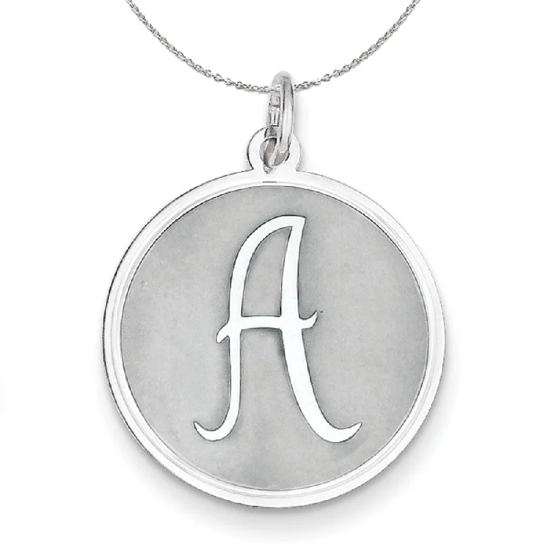 Sterling Silver, Makayla Collection, 20mm Disc Initial A Necklace